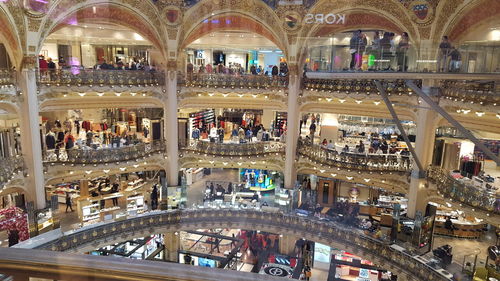 High angle view of people in shopping mall