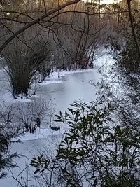 Scenic view of frozen lake during winter