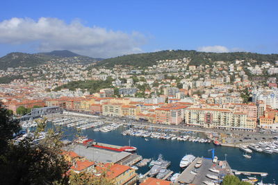 High angle view of townscape and cityscape against sky