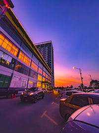Cars on road at night