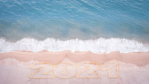 High angle view of beach