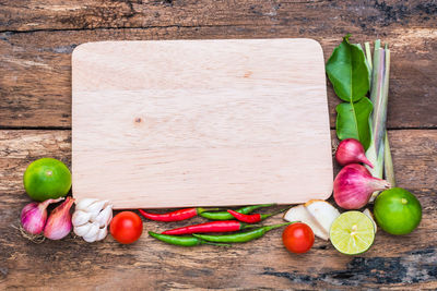 High angle view of ingredients on table