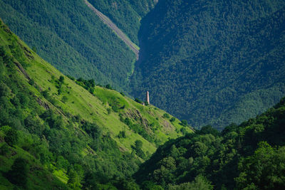 Ancient chechen towers in the caucasus mountains