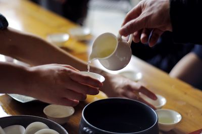 Close-up of pouring tea