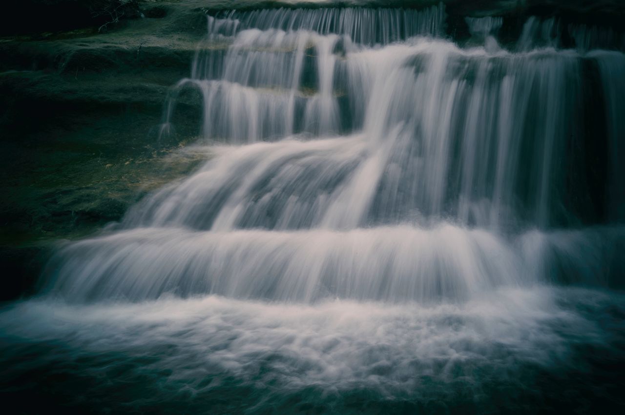 SCENIC VIEW OF WATERFALL IN FOREST