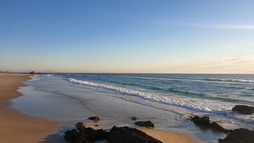 Scenic view of sea against sky during sunset