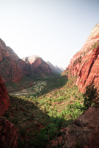 Scenic view of mountains against clear sky