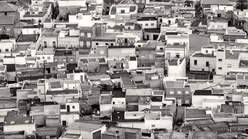 High angle view of buildings in city