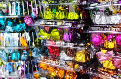 Multi colored vegetables for sale in store