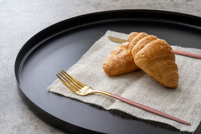 High angle view of breakfast on table