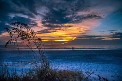 Scenic view of sea against cloudy sky