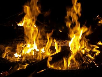 Close-up of bonfire at night