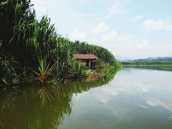 Scenic view of lake against sky