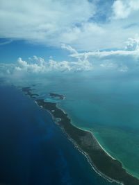 Aerial view of sea against sky