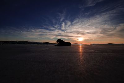 Silhouette person against sky during sunset