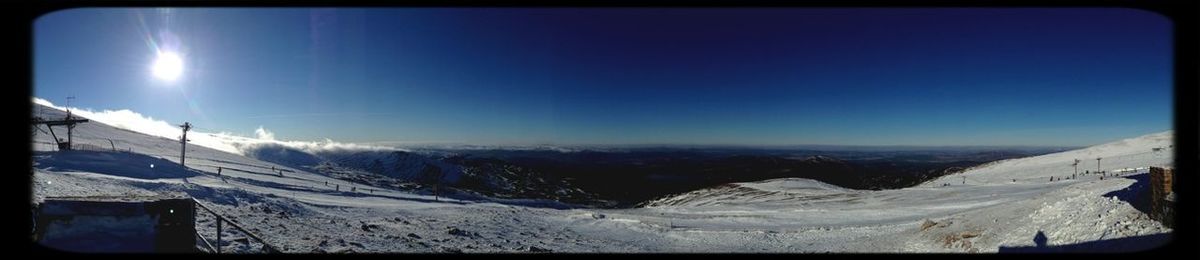 Scenic view of snow covered mountain against sky