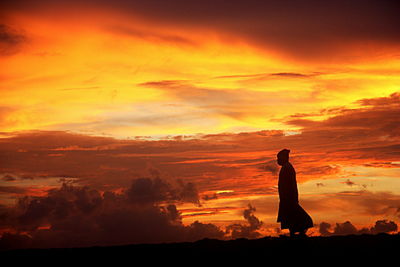 Scenic view of landscape against sky during sunset