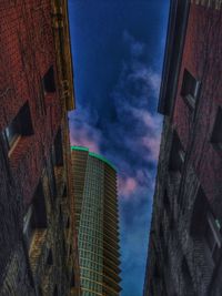 Low angle view of building against blue sky