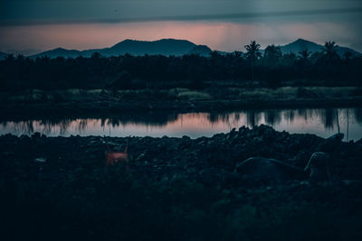 Scenic view of lake and mountains