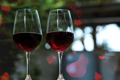 Close-up of wine glass on table