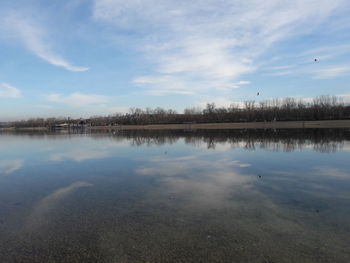 Scenic view of lake against sky