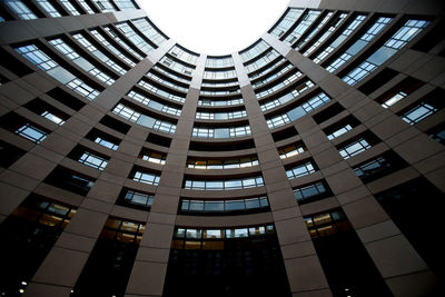 Low angle view of modern buildings against sky