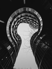 Low angle view of modern buildings against clear sky