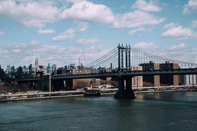 View of cityscape against cloudy sky