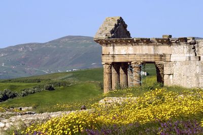 View of old ruins against clear sky