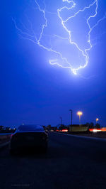 Lightning in city at night