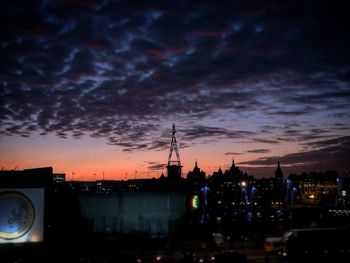 View of city at sunset