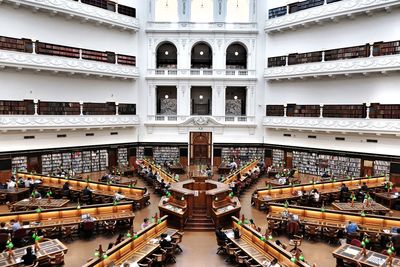 Group of people in modern building