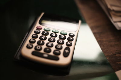 Close-up of computer keyboard on table