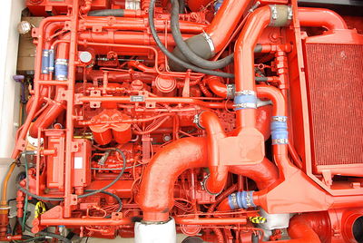 Red engine in factory