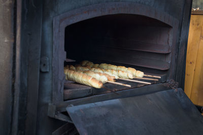 Close-up of meat on barbecue grill in store