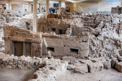 Ancient ruins at akrotiri archaeological site