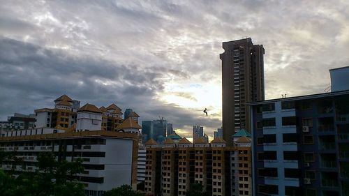 Low angle view of skyscrapers against sky