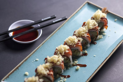 Close-up of food on table