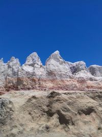 Scenic view of rocky mountains against clear sky