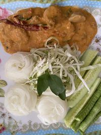 High angle view of meal served in plate