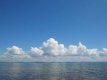 Scenic view of sea against blue sky