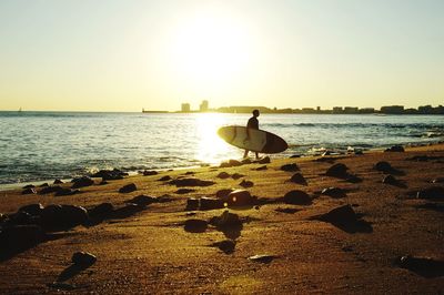 Scenic view of sea at sunset