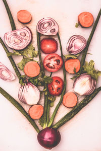 High angle view of food on table
