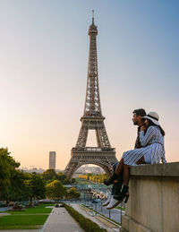 Eiffel tower at sunrise in paris france, paris eifel tower on a summer day