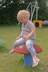 Girl playing in playground