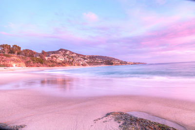 Scenic view of sea against sky at sunset