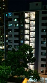 Illuminated modern building at night