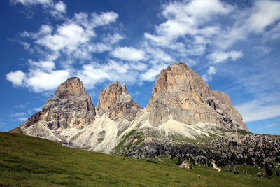 Low angle view of rocks against sky