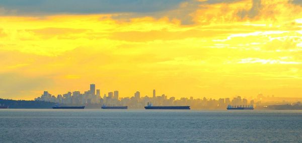 Scenic view of sea at sunset
