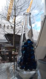 Close-up of ice cream in glass bottle